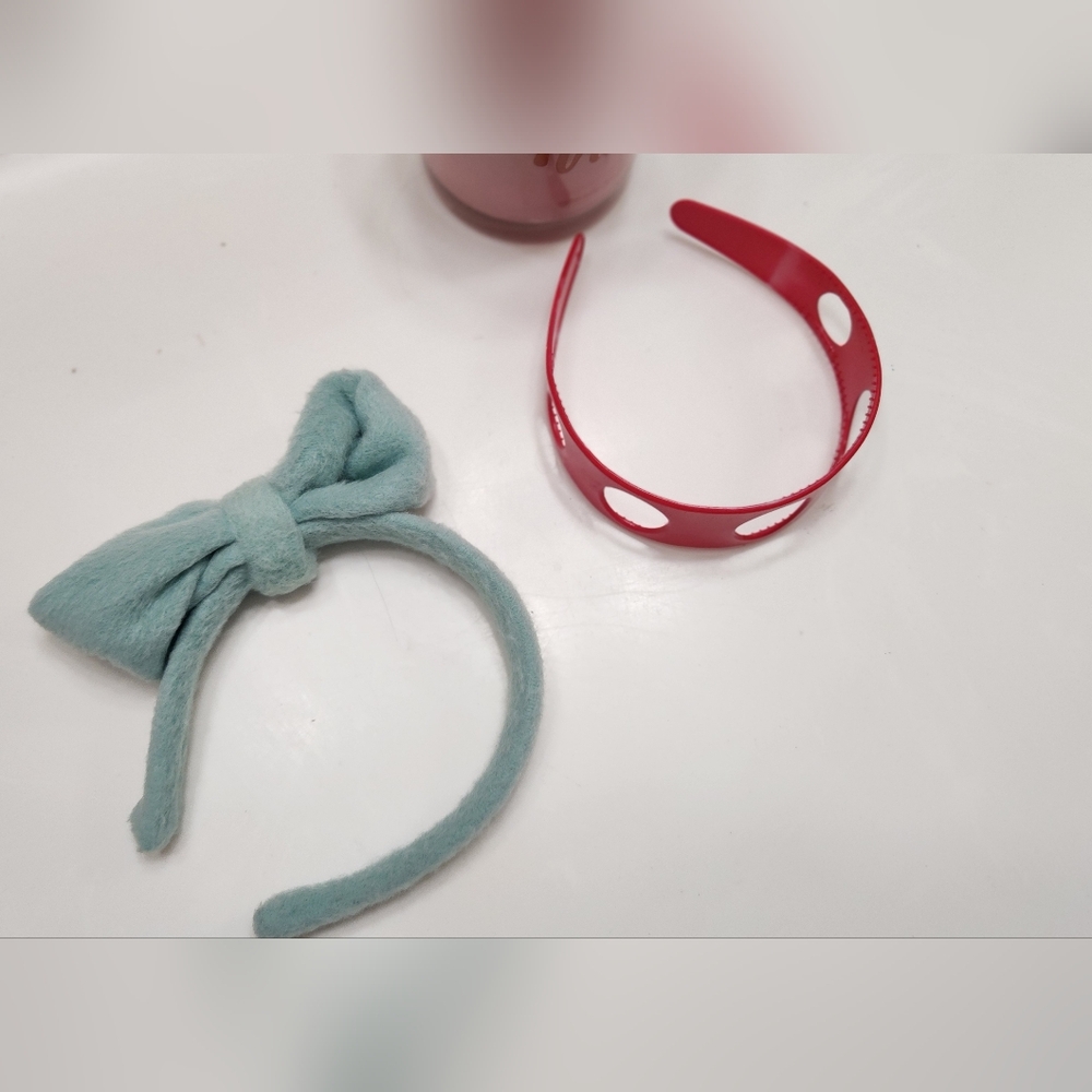 Set Of 2 Distinct Red Headband and Blue (TEAL) Headband